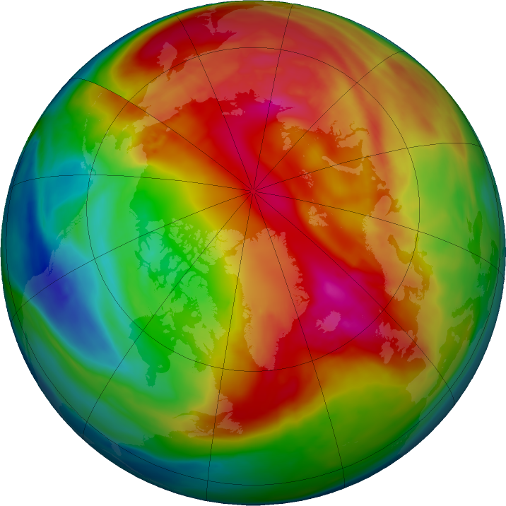 Arctic ozone map for 13 February 2018